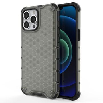 HURTEL Honeycomb maska s TPU branikom za iPhone 13 Pro Max - crna