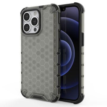 HURTEL Honeycomb maska s TPU branikom za iPhone 13 Pro - crna