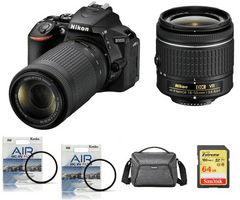 Nikon D5600 set s dva objektiva 18-55VR, 70-300VR, 58 mm UV filterom, SDHC karticom 64 GB, torbicom (VBA500K004KIT64)