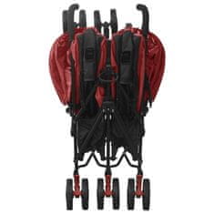 Vidaxl Dječja kolica za blizance crvena čelična