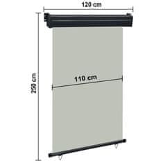 Vidaxl Bočna tenda za balkon 120 x 250 cm siva