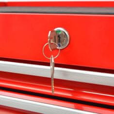 Vidaxl Kolica za Alat s 1125 Alata Čelik Crvena boja