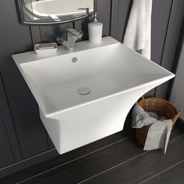 Vidaxl Zidni umivaonik, keramički, bijeli, 500 x 450 x 410 mm