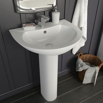 Vidaxl Umivaonik s postoljem, keramički, bijeli, 520x440x190 mm