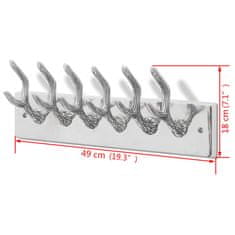 Vidaxl Aluminijska Vješalica za Odjeću i Kapute s Kukama Srebrna Boja