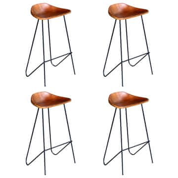 Vidaxl Barske stolice od prave kože 4 kom smeđe