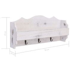 Vidaxl 284231 Wall Mounted Coat Rack White 50x10x23 cm Wood