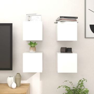 Vidaxl Zidni TV ormarići, 4 kom, bijeli, 30,5 x 30 x 30 cm