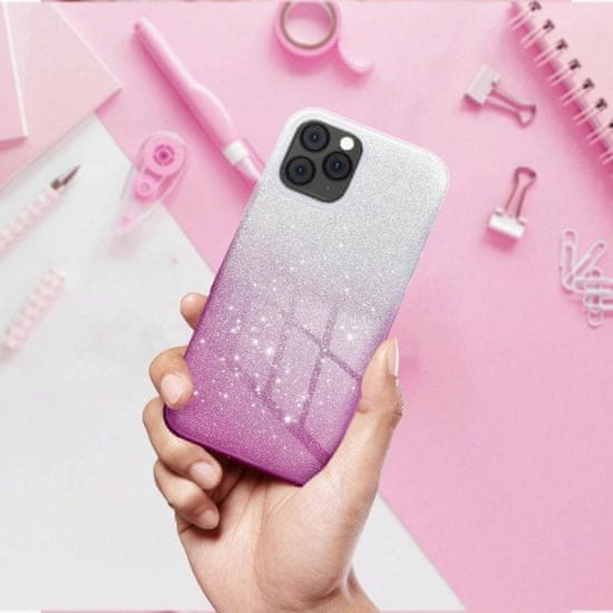 Bling maskica za iPhone 13 Mini, silikonska, sa šljokicama, srebrno-roza