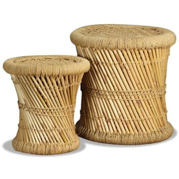 Vidaxl Taburei, set od 2, bambus i juta