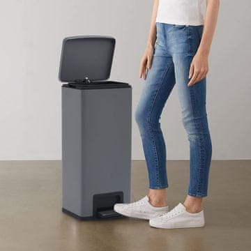 Vidaxl Beskontaktna kanta za otpad s pedalom 30 L siva čelična