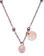 Proud MaMa Ogrlica s privjeskom Steel, rosegold, s ružičastim kvarcom
