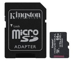 Kingston Micro SDHC memorijska kartica, 64 GB Industrial, Class 10, UHS-I, U3, V30, A1 + adapter