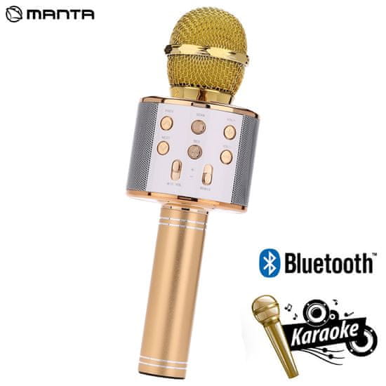 Manta MIC10-G karaoke mikrofon + zvučnik, Bluetooth, USB, microSD, zlatni