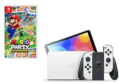 Nintendo Switch OLED igraća konzola , bijela + Mario Party Superstars