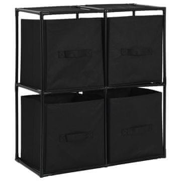 Vidaxl Ormarić s 4 tkaninske košare crni 63x30x71 cm čelik
