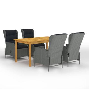 Vidaxl 5-dijelni vrtni blagovaonski set svjetlosivi