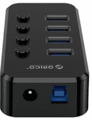 Orico SWU3-4A USB čvorište, 4x USB 3.0, 1x 12W izlaz za punjenje, s prekidačima, vanjsko napajanje (SWU3-4A-EU-BK-BP)