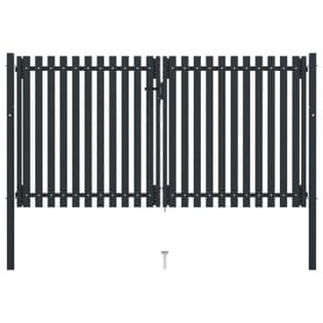 Vidaxl Dvostruka Vrata za Ogradu Čelik 300x175 cm Antracit