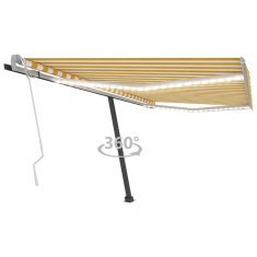 Vidaxl Tenda na ručno uvlačenje s LED svjetlima 400x350 cm žuto-bijela