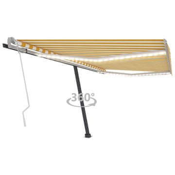 Vidaxl Tenda na ručno uvlačenje s LED svjetlima 400x350 cm žuto-bijela