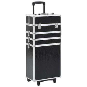 Vidaxl Kolica za šminkanje, aluminij, krokodilska koža