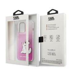Karl Lagerfeld Choupette Fun maskica za iPhone 13 Pro, silikonska, prozirno-roza (KLHCP13LCFNRCPI)