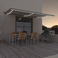 Vidaxl Tenda na ručno uvlačenje s LED svjetlima 600x350 cm krem