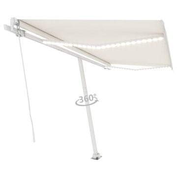 Vidaxl Tenda na ručno uvlačenje s LED svjetlima 450 x 350 cm krem