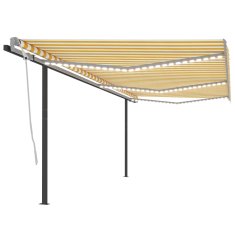 Vidaxl Tenda na ručno uvlačenje s LED svjetlima 6 x 3,5 m žuto-bijela