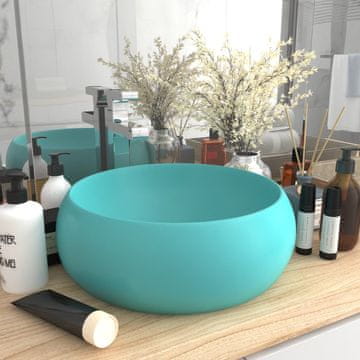 Vidaxl Luksuzni okrugli umivaonik mat zeleni 40x15 cm keramički