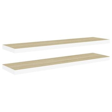 Vidaxl Plutajuće zidne police 2 kom hrast i bijele 90x23,5x3,8 cm MDF