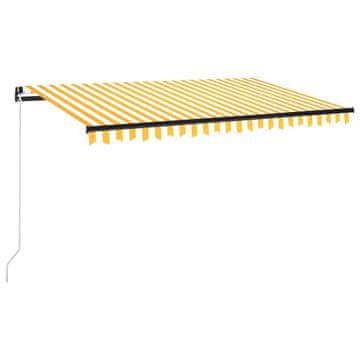 Vidaxl Tenda na ručno uvlačenje s LED svjetlima 450x300 cm žuto-bijela