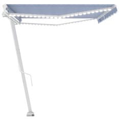 Vidaxl Tenda na ručno uvlačenje LED 500 x 350 cm plavo-bijela