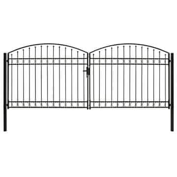 Vidaxl Vrata za ogradu Assen dvostruka vrata s lučnim vrhom čelik 400x175 cm