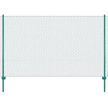Vidaxl Mrežasta ograda sa stupovima, čelik, 25 x 2 m, zelena