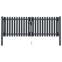 Vidaxl Dvokrilna Ograda Čelična Vrata 300x100 cm Antracit