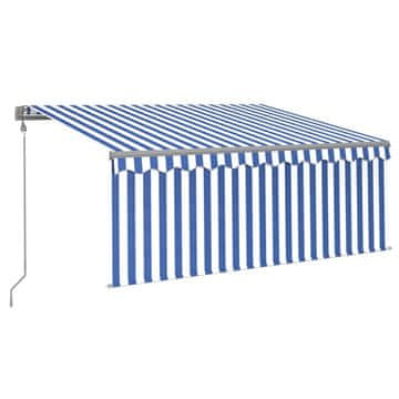 Vidaxl Automatska tenda s roletom i senzorom LED 3,5x2,5m plavo-bijela