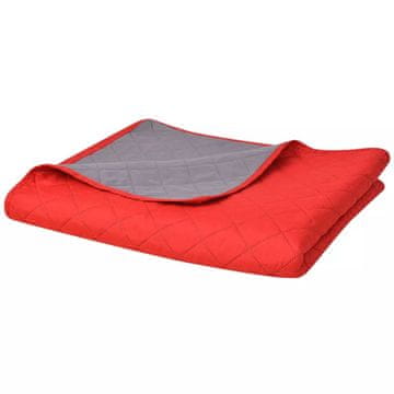 Vidaxl Dvostrani prošiveni prekrivač za krevet crvene i sive boje 170x210 cm