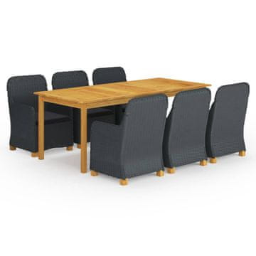 Vidaxl 7-dijelni vrtni blagovaonski set tamnosivi