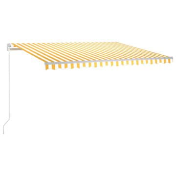 Vidaxl Tenda na ručno uvlačenje s LED svjetlima 450x300 cm žuto-bijela