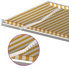 Vidaxl Tenda na ručno uvlačenje s LED svjetlom 500x350 cm žuto-bijela