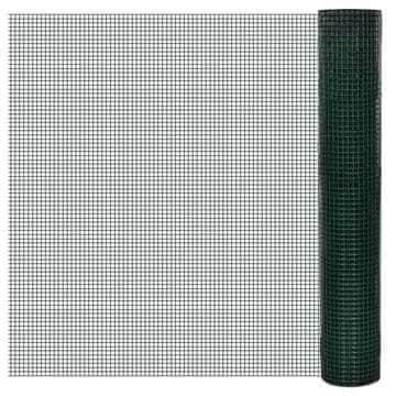 Vidaxl Pocinčana PVC mrežasta ograda 25x1 m zelena