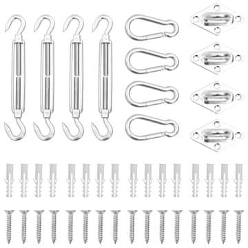 Vidaxl 12-dijelni set dodataka za jedro protiv sunca nehrđajući čelik