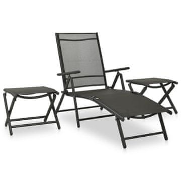 Vidaxl Vrtni namještaj od 3 dijela, tekstil, aluminij, crni