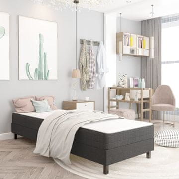 Vidaxl Krevet s oprugom za krevet, tamno siva tkanina, 100x200 cm