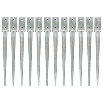 Vidaxl Šiljci za tlo 12 kom srebrni 7 x 7 x 75 cm od pocinčanog čelika