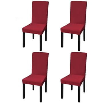 Vidaxl Elastične navlake za stolice jednostavnog stila, bordo boje 4 kom.