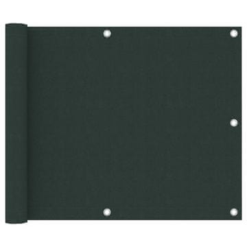 Vidaxl Balkonski zastor tamnozeleni 75 x 500 cm od tkanine Oxford