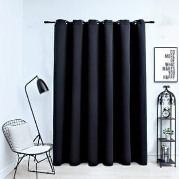 Vidaxl Zavjesa za zamračivanje s metalnim prstenovima, crna, 290 x 245 cm